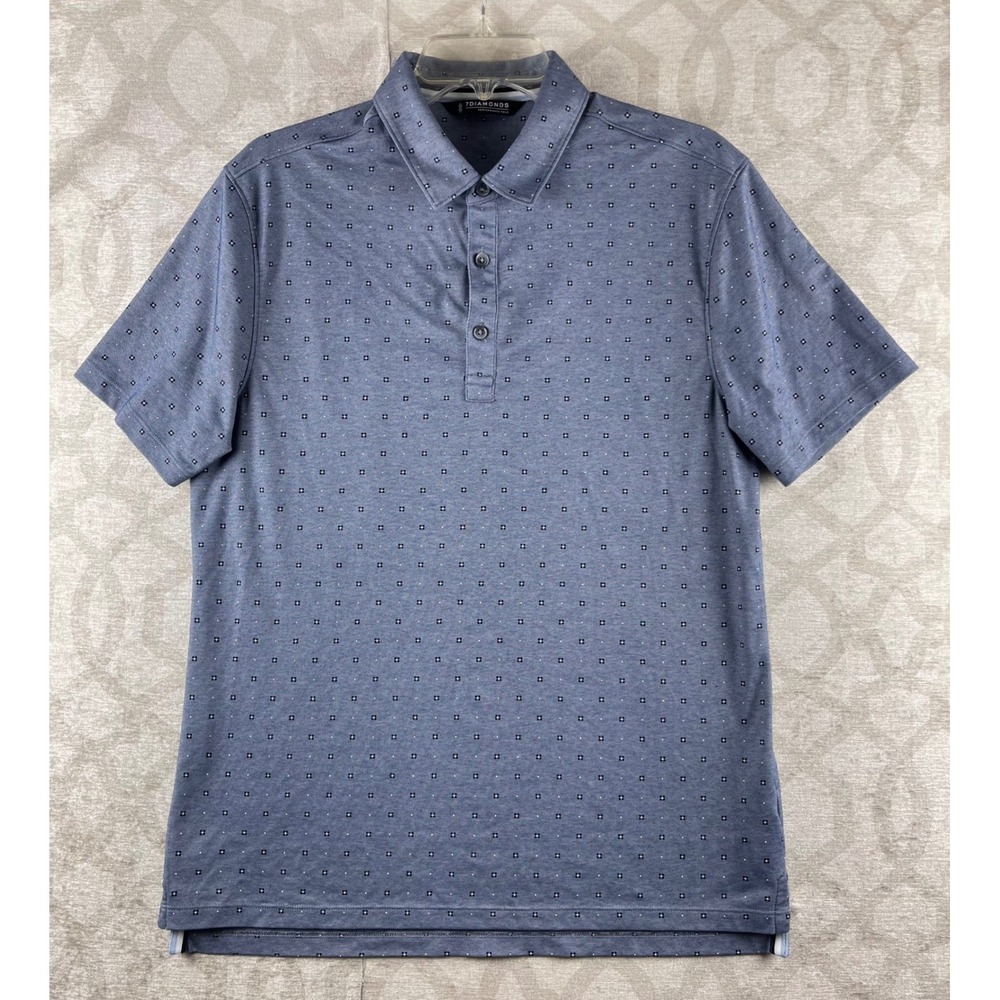 7 Diamonds Pace Polo Men M Blue‎ Excellent Pima Cotton Performance Short Sleeve